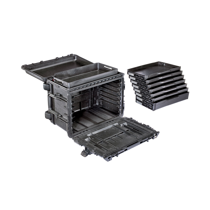 Estuche protector negro con 4 cajones poco profundos + 2 profundos Mod. 004500-0420-110