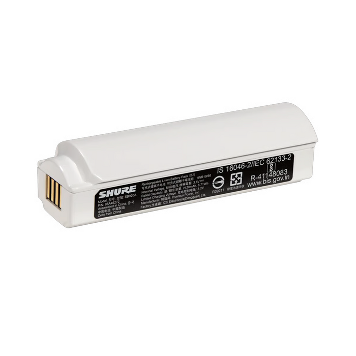 Bateria recargable shure p/ adx2 y adx2/fd Mod. SB920