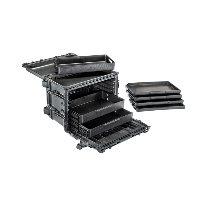 Estuche protector negro con 4 cajones poco profundos + 2 profundos Mod. 004500-0420-110