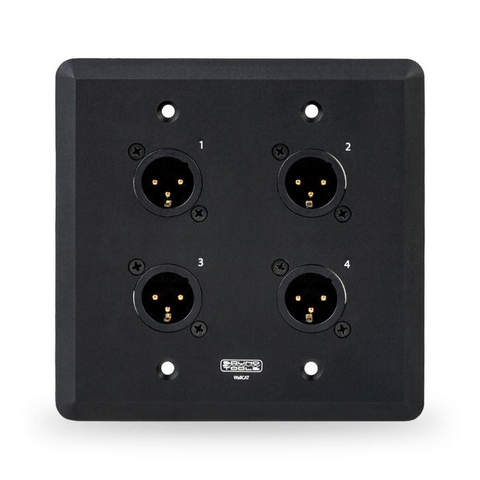 Placa Para Pared Soundtools 4 Puertos Macho XLR Color Negro Mod. WC111B