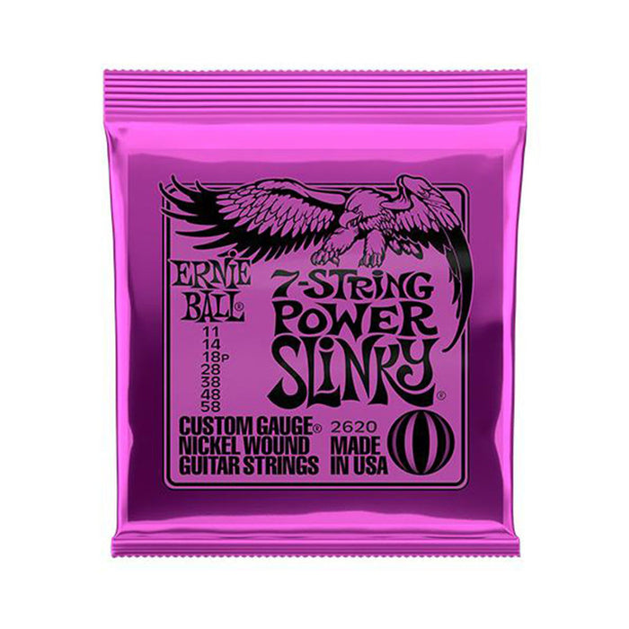 Encordadura Ernie Ball Power Slinky 7 Cuerdas, Niquel 11/58 - gbamusicstore